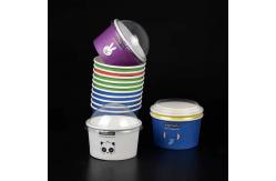 China FDA 320ml Disposable Bubble Tea Cups Ice Cream Paper Containers With Sleeve supplier