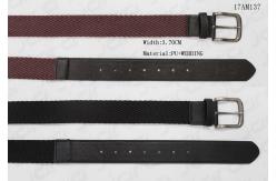 China Wave Surface Black / Red Polyester Webbing Belt With PU Tip , 3.7cm Width supplier