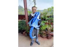 China Hand Puppet Simulation Blue Realistic Animatronic Dinosaur Baby With Wings supplier
