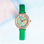 Green 3ATM Ladies Wrist Watch Leather Strap for sale