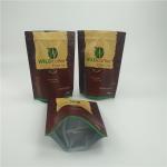 Coffee Beans Custom Printed Stand Up Pouches Clear Bottom Food Packaging With Zipper