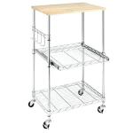 Kitchen Tableware Storage 3-Layer Chrome Pull out Shelving Cart for sale