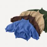 Custom Baby Turtleneck Sweater Hand Knitted Cotton Pullover Chunky Sweater for sale