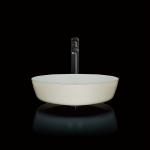 110mm Height Glass Basin Bowl 420mm Length Textured Round White Vessel Sink for sale