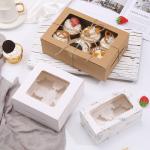 Transparent Window Cupcake Packaging Box for Muffins Pastries for sale