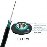 China 2 / 4 / 6 / 8 / 12 / 16 / 24 Core Single Mode G652D Outdoor Corrugated Steel Tape Armoured GYXTW Fiber Optic Cable for sale