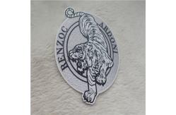 China OEKO Custom Clothing Patches Irregular Shape Tiger Logo Silicon Heat Transfer Tatami Flocking supplier