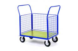 China Two Handles 3 Mesh Sides Food Store Trolley For Industrial Warehouse supplier