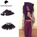 Girl use Tangle-Free European Curly Human Hair extension Can be Dyed for sale