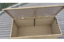 China Resin Wicker Storage Box , All Weather Plastic Rattan Cushion Box supplier