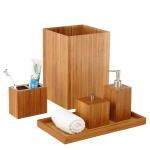 Customized Bamboo Bathroom Supplies 5 Piece Bamboo Bath And Vanity Box Antibacterial for sale