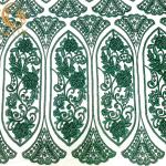 Customized Emerald Green Embroidery Lace Fabric Beaded Sequined Decoration for sale