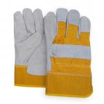 White Yellow Leather Cowhide Gloves Wear Resistant Leather Safety Work Gloves for sale