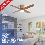 52 inches MDF Blades Ceiling Fan for Low Ceiling Dimmable LED and Support Dimmer Yes for sale