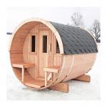 Hemlock Wood Panoramic Large Barrel Outdoor Sauna 4-8 Traditional Wood Fired Barrel Steam Sauna for sale