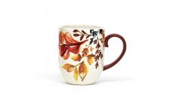 China Custom Printed Coffee Mugs Harvest Style Ceramic Mug With 3D Decal In Glaze supplier