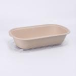Cheese Rectangular 1300ml Disposable Paper Soup Bowls Biodegradable Salad Food Container Bagasse Box With Lid Cover for sale