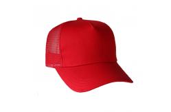 China Beautiful Red Blank Mesh Trucker Cap , Premium Design Mens 5 Panel Caps supplier