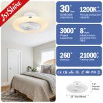 Flush Mount Bladeless Ceiling Fan With LED Light DC Motor Starry Lampshade