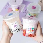 Disposable 8oz Clear Plastic Dessert Cup Ice Cream Boba Container Logo Custom for sale