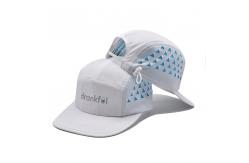 China 5 Panel Camper Hat Sports Mesh Sweatband Customized Eyelets laser supplier
