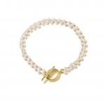 OEM 18k Gold Bracelet Imitation Pearl OT Button Charm Bracelet for sale