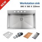 Brushed  16 Gauge Top Mount Stainless Steel Farmhouse Kitchen Sink 33 X 22 for sale