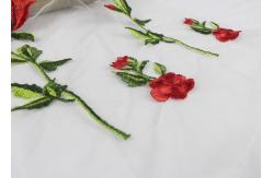 China Polyester Embroideried Mesh Rose Lace Fabric , Floral Lace Netting Fabric OEM Service supplier