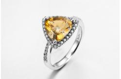 China Unisex November Birthstone Engagement Ring 4.84g Yellow Citrine supplier