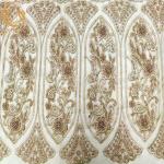 Modern Gold Heavy Beaded Lace Fabric Embroidery For Bridal Dress for sale