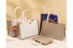 China Personalised Burlap Tote Jute Bags Custom Printing Christmas With Handles supplier