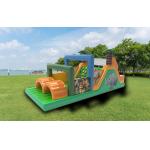 Jugle Theme Animal Rhino Inflatable Obstacle Course With Palm