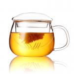 Borosilicate Glass Infuser Mug , Three Piece Tea Cup With Filter And Lid for sale
