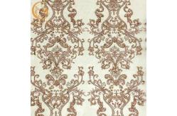 China A4 Pattern Embroidered Beaded Dress Lace Fabric With Pearls Decoration supplier