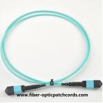 8 12 24 Core Fiber Optic Patch Cord Low PDL OM3 MPO MTP Jumper Aqua Color for sale