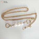 DIY Bag Chain Strap , Pearl Purse Flat Metal Chain Strap With Buckle