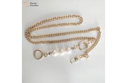 China DIY Bag Chain Strap , Pearl Purse Flat Metal Chain Strap With Buckle supplier