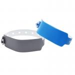 Disposable Custom Neon Fluorescent PVC Wristband with Tabs and Heat Transfer Printing for sale