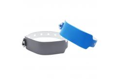 China Disposable Custom Neon Fluorescent PVC Wristband with Tabs and Heat Transfer Printing supplier