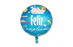 China Spanish Happy Birthday Round Hexagonal Aluminum Film Balloons 18 Inch supplier