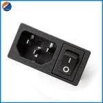 R14-B-1EB1 3P IEC 320 Plug Connector C14 Inlet Male AC Power Socket With ON OFF Rocker Switch for sale
