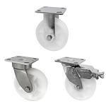 White PA Caster 304 Stainless Steel Heavy Duty Caster Wheels 400KG-600KG Load Capacity for sale