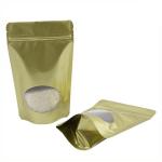Customized Recyclable Gold Stand Up  Pouch With Aluminum Foil Clear Window For Candy Coffee Bean Tea for sale