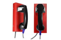 China Auto Dial Reliable Red Analog Wall Phone With Black Vandal Proof Handset supplier