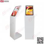 Jcvision 21.5 Inch Self Service Digital Interactive Information Kiosk L Type Vertical Screen Touch Screen Kiosk White for sale