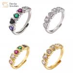 18k Gold Plated Heart Diamond Rings Adjustable Open Sweet Love Zircon for sale