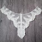 White Embroideried Lace Bridal Neckline Applique With Cotton On Nylon Mesh for sale