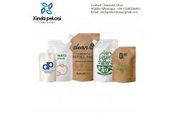China Waterproof Recyclable Refillable Liquid Shampoo Stand Up Packaging Kraft Paper Pouch With Spout supplier