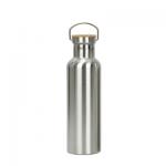 Stainless Steel Double Wall 12 Oz Sliver Insulated Sports Bottle With Wooden Lid for sale