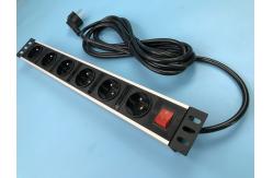 China Metal Shell 6 Outlet European Power Strip Germany Socket Power Bar with Switch supplier
